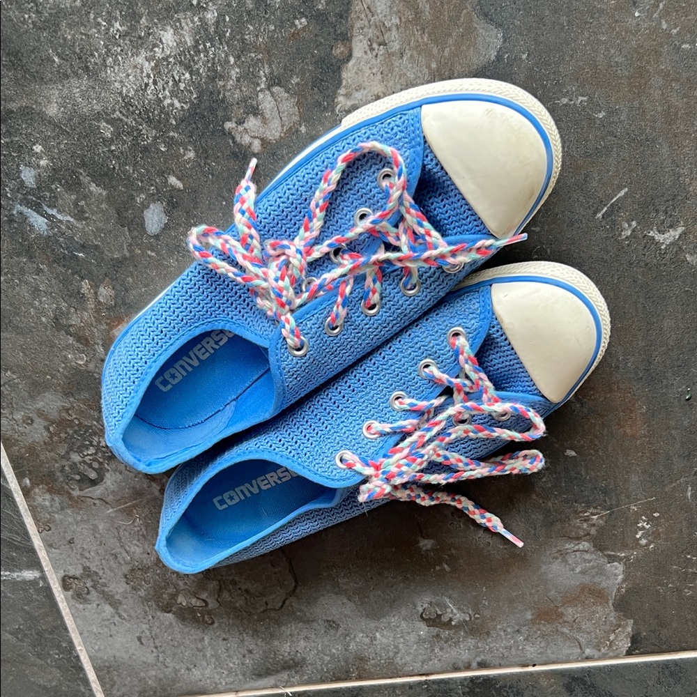Converse Blue mesh Sneakers with braided shoe strings